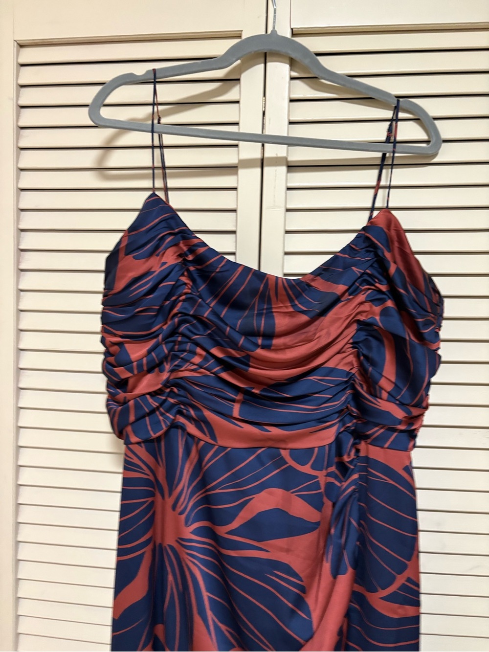 Hutch Navy and Rust Floral Ruched Slip Dress